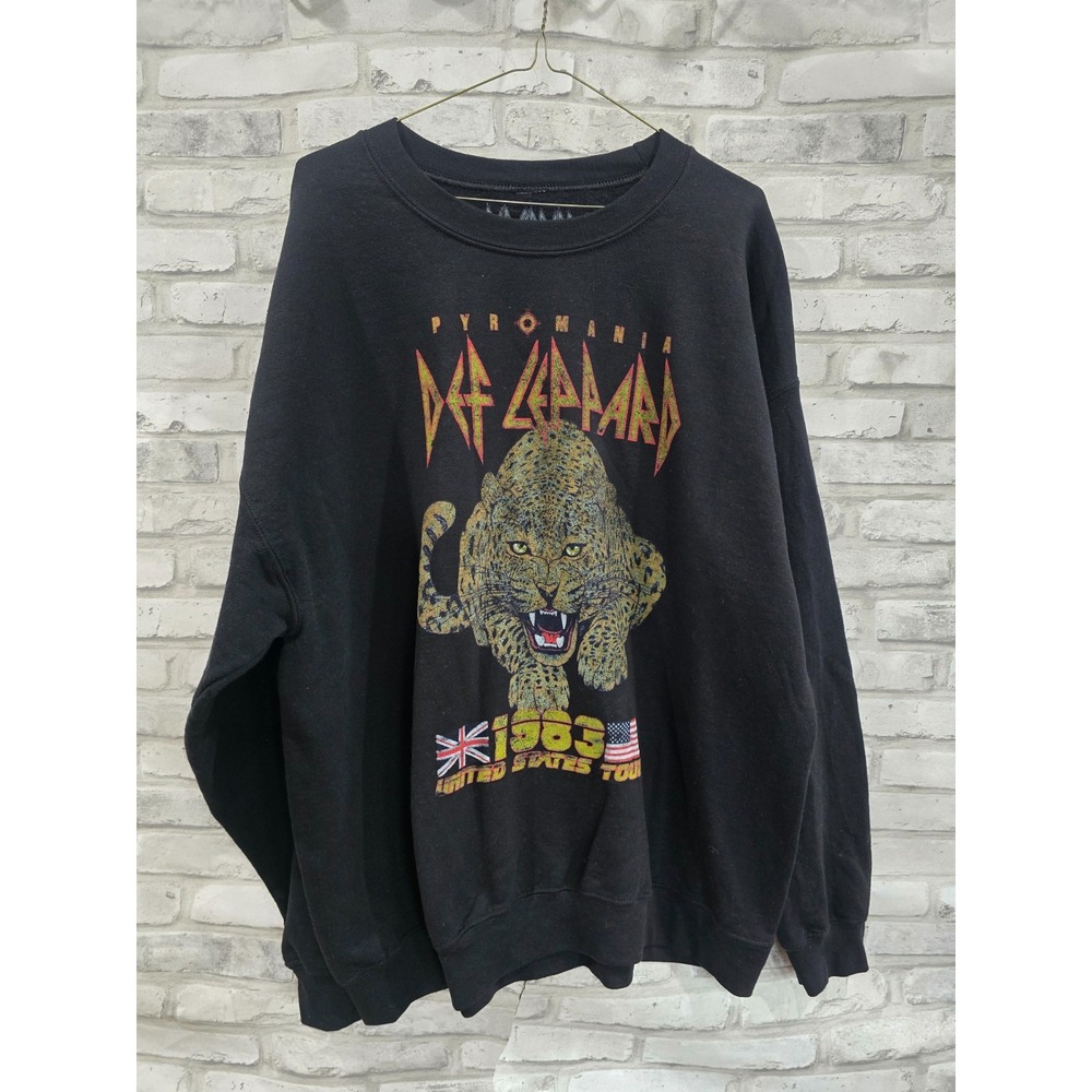 Def Leppard Sweatshirt Mens Large Black Rock of Ages 1983 Tour Hard Rock Merch
